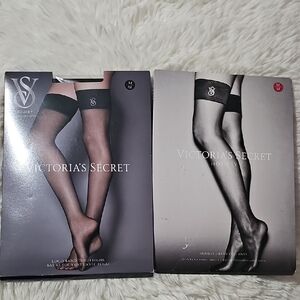 2 Victoria's Secret Sheer Black And RedThigh Highs